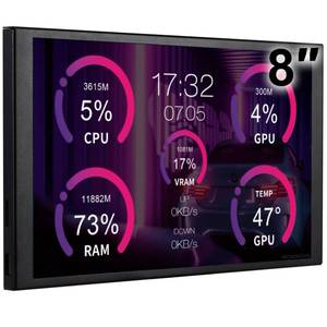 lot 11646 image: WOWNOVA 8 Inch LCD Screen Inside PC Case Screen (Desktop Mode Added), 1 Click 1 Cable to Get Started Computer Temperature Display Monitor, Sensor Panel for Inside PC Case with Screen (Black)