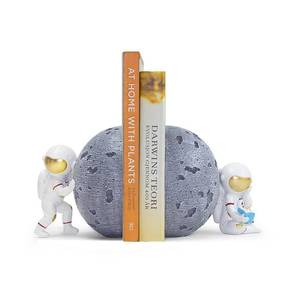 lot 11653 image: Banllis Heavy Duty Astronaut Bookends, Space-Themed Book Ends for Kids Room & Nursery Decor, Gray Moon Book Stoppers to Hold Books, Decorative Bookends for Shelves, Ideal for Boys and Girls
