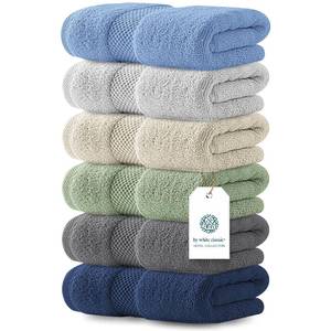 lot 11663 image: White Classic Luxury Multicolor Hand Towels - Soft 100% Turkish Cotton  Highly Absorbent Hotel spa Bathroom Towel Collection  16x30 Inch  Set of 6