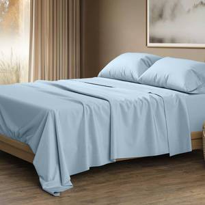 lot 11671 image: THREAD SPREAD 100% Egyptian Cotton King Size Sheets Set - Luxury 1500 Series Egyptian Cotton Sheets King Size (4 PC, Light Blue), Silky Soft, Sateen, Cooling & Breathable, 17 Deep Pocket Bed Set