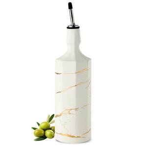 lot 11674 image: Howise Ceramic Olive Oil Dispenser Bottle, White Oil Dispenser Bottle for Kitchen, Large Capacity 26oz Oil and Vinegar Bottles Dispenser