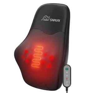lot 11685 image: Snailax Shiatsu Back Massager with Heat, Neck Shoulder Massager for Pain Relief Deep Tissue, 4D Kneading Back Massage Pillow, 3 Speed3 Modes Portable for Home Office Car Use