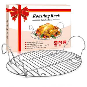 lot 11689 image: DePango 16.5inch Oval Roasting Rack for Oven, Thanksgiving Christmas Gifts for Mom Men Wife Cooking Home Chefs, Stainless Steel Cooling Rack with Handle, Wire Rack for Cooking, Grilling, Drying