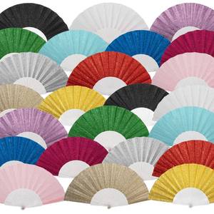 lot 12149 image: SiissaPeksid 24 Pack Handheld Fan,Folding Hand Glitter fan with Shining Transparent Fan Rib �� Ideal for Wedding, Church, Festival, Dance, Tea Party, Club, and EDM Accessories, Mixed (Only 4)