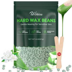 lot 12153 image: Wchiou Hair Removal Wax, 2lb Wax Beads for Sensitive Skin, With Pure Aloe Vera, For Face, Eyebrow, Leg, Bikini, Brazilian Waxing, Coarse Body Hair Specific