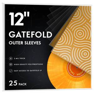 lot 12169 image: Gatefold Record Sleeves for 12-Inch Vinyl Albums Clear Plastic Outer Sleeves with 3 Mil Thickness for LPs Protection, 25pcs