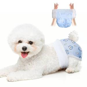 lot 12183 image: Mosamart Disposable Dog Diapers Absorbent Soft Puppy Doggie Diapers for Female Dogs with Stretchy Waist Puppy Diaper in Heat Period Excitable Urination (S 10PCS)