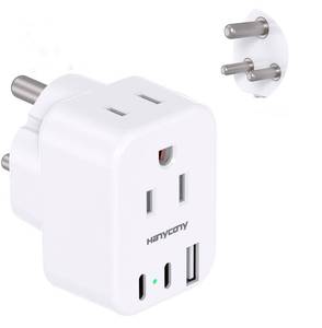 lot 12198 image: HANYCONY South Africa Travel Plug Adapter, Type M Power Adapter with 2 AC Outlets 3 USB Ports(2 USB C) for US to South Africa Botswana Namibia India Nepal Bhutan Sri Lanka