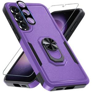 lot 12207 image: Janmitta for Samsung Galaxy S25 FE Case with Screen ProtectorCamera Lens Protector,Heavy Duty Shockproof Full Body Protective Cover Built in Rotatable Metal Ring Holder Kickstand,2025 Lavender