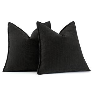 lot 12216 image: MIULEE Pack of 2 Black Decorative Pillow Covers 20x20 Inch Soft Chenille Luxurious Couch Throw Pillows Farmhouse Cushion Covers with Elegant Design for Sofa Bedroom Living Room Home Decor
