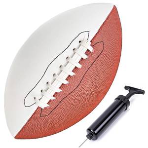 lot 12226 image: NBSPT Football Half White for Autograph Leather Size 3 6 9 with Pump Needle Signature for Gift Award Souvenir Ball