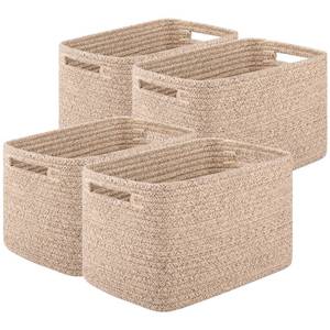 lot 13806 image: OIASKET Storage Baskets for Organizing, Woven Decorative Baskets for Shelves - Books, Towels, and Clothes, Cotton Rope Toy Storage Bins, 12.7Lx9Wx7.8H, Pack of 4, Brown
