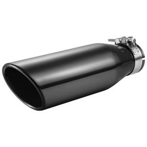 lot 13820 image: A-KARCK Black Chrome Exhaust Tips 3.5 Inlet, 3.5 Inlet 5Outlet 12 Length Clamp on Universal Never Fading Stainless Steel Muffler Tip