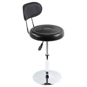 lot 13822 image: FURWOO Black PU Leather Swivel Salon Chair Mini Barber Shop Stool with Backrest for Manicure, Tattoo, and Office Use