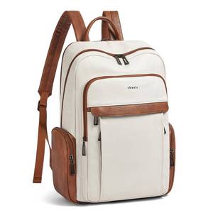 lot 14356 image: Shrrie Leather Laptop Backpack for Women with 17 inch Vegan Leather Computer Backpack Purse for Travel College Work