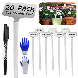 lot 14362 image: CareForge 304 Stainless Steel Plant Label, 20 Waterproof Metal Plant Label Stakes and Marker Pen, 7.87 Garden Markers for Outdoor Indoor Plants Identification.