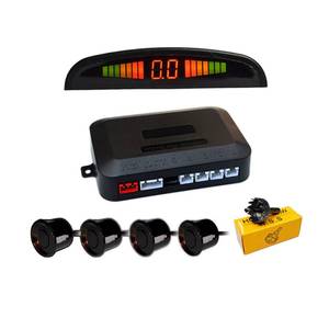 lot 14364 image: Car Parking sensors,4 Reverse Backup Parking sensors kit with LED Display, Reverse Gear Audio Buzzer Alarm kit, 2.5m Sensor Wire for Cars Van SUV (Black)