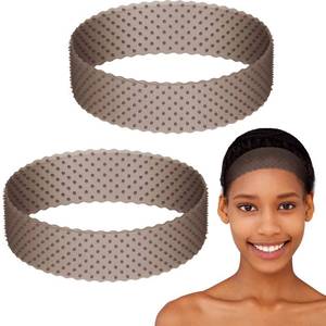 lot 14367 image: WILLBOND 2 Pcs Silicone Wig Grip Band Snatch Proof Wig Band No Slip Silicone Headband Bulk Elastic Fixed Gripper Holder for Men Women Sports Yoga(Black)