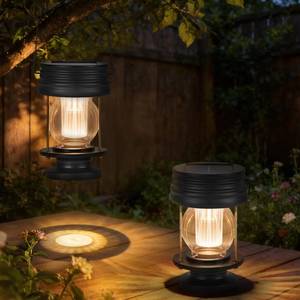 lot 14391 image: Solar Lanterns Outdoor Hanging Lights Patio Decor, Upgraded Dual Solar & USB Charging, Adjustable Light Sensor, Retro Decorative Table Lamp Waterproof, Indoor Outdoor Garden Patio Yard Decoration