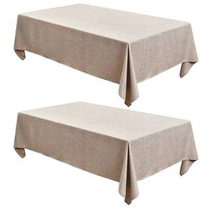 lot 14393 image: Fitable Faux Linen Tablecloths Rectangle 60 x 120 Inch - 2 Pack Neutral Table Clothes for 8 Foot Tables, Nature Faux Burlap Kitchen Table Covers for Dining, Party, Farmhouse, Banquet, Buffet