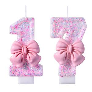 lot 14411 image: VSHILI 17th Birthday Candles, Pink 17 Year Old Number Birthday Candles, Happy Birthday Party Cake Topper Decoration Gifts