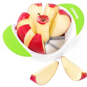 lot 14421 image: SCHVUBENR 3.5 Inch Apple Slicer with 8 Sharp Blades - Professional Apple Cutter - Stainless Steel Apple Corer - Super Sharp Apple Slicer and Corer - Slice Apple with Ease(Green)