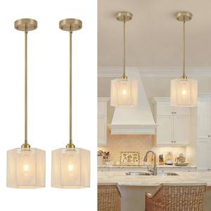 lot 17826 image: PAKOKULA 2-Pack Hand-Woven Rattan Pendant Lights, 7.67 Boho Hanging Pendant Light Fixtures, Coastal Hexagonal Mini Island Lights for Kitchen Island, Foyer, Bedroom, E26 Base