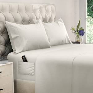 lot 17830 image: DREAMCARE Queen Sheet Set �� 4 pcs Cooling Sheets �� up to 21 Extra Deep Pocket Queen Sheets �� Hotel Luxury Sheets & Pillowcases �� Superior Softness 100% Fine Microfiber with Side Pocket �� Ivory