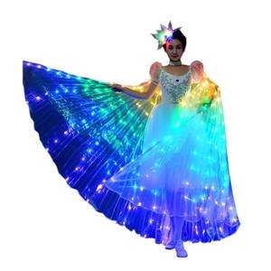 lot 17834 image: HUASSIYIIA LED Wings Halloween Costume for Women Glow Angel Wings Light up Fairy Wings with Telescopic Sticks Isis Wings for Adults Halloween Costumes Woman(Colorful)
