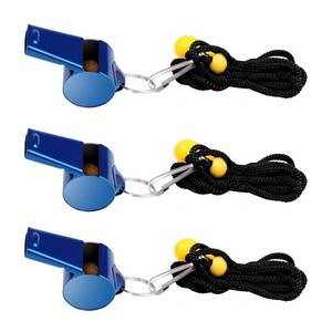 lot 18034 image: (No Lanyards)SAVITA 3pcs Stainless Steel Whistles with Lanyard, Super Loud Premium Metal Sports Whistles Bulk for Outdoor Activities PE Classes Coaches Polices Referees Teacher Emergency (Blue)