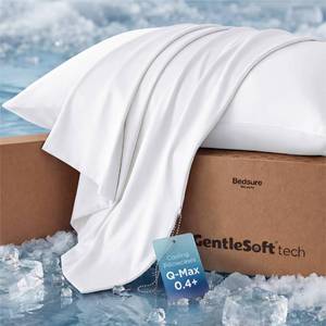 lot 18037 image: Bedsure Cooling Pillow Cases for Hot Sleepers, Zipper Pillow Cases Standard Size Set of 2, Cool Pillowcases for Night Sweats, Silky Soft & Breathable Cold Pillow Covers, Gift, White, 20x26 Inches
