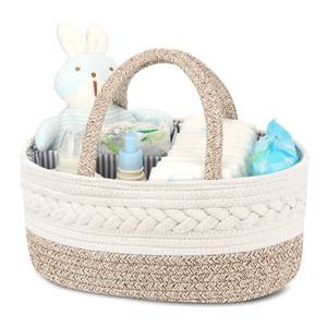 lot 18042 image: Maliton Diaper Caddy Organizer for Baby, Cotton Rope Baby Gift Basket, Portable Diaper Organizer for changing table, Nursery Storage Organizer, Shower Gifts for Newborn,baby essentials