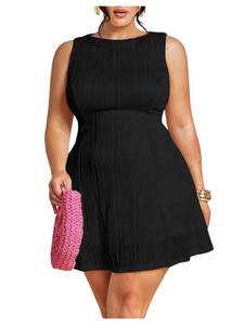 lot 18044 image: BEAUDRM Womens Plus Size Summer Wedding Guest Dress Mini Cocktail Dress Prom Birthday Graduation Brunch Date Night Outfits Black 5X-Large Plus