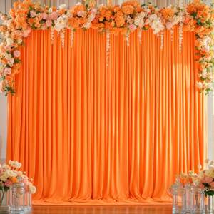 lot 18050 image: 8x10FT Orange Backdrop Curtains for Wedding Parties, Wrinkle Free Polyester Photography Backdrop Drapes for Baby Shower Birthday Parties Easter Stage Background Stand Decorations 4x10ft,2 Panels
