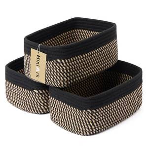 lot 18055 image: MiniArk Small Storage Baskets for Organizing  Closet Organizer Bins  Shelf Toy Basket  Woven Rope Baskets  Cube Decorative Box  Shallow Basket  11.5x7.5x4.7  3 Packs Black Brown