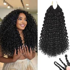 lot 18056 image: 120 Strands Curly Crochet Hair Gogo Curl Pure Protein Fiber Close to Human Hair 14 Inch Pre looped Deep Wave Curly Crochet Hair For Black Women Beach Curl Twist Braiding Hair Extensions (14inch 1B)