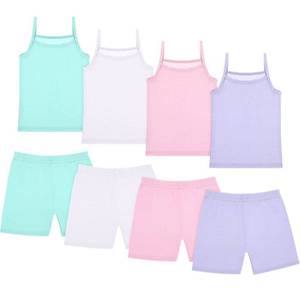 lot 18060 image: Hercicy 8 Packs Toddler Tank Tops Girls and Dance Shorts Toddler Sleeveless Strap Crop Gymnastics Yoga Shorts for Ballet