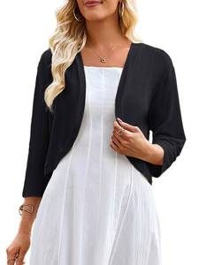 lot 18063 image: Yekaty Womens 34 Sleeves Lightweight Cardigans Loose Casual Summer Cardigans Shrugs for Women Dresses (XX-Large, Black)