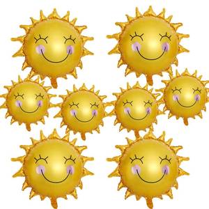lot 18071 image: 8PCS Sun Smil Foil Balloons Sunshin Aluminum Balloon Gold Summer Sun Helium Mylar Party Balloons for Birthday Baby Shower Christmas Party