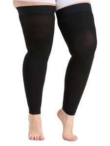 lot 18076 image: Plus Size 5XL Thigh High Compression Stockings Footless for Women & Men, Opaque Support Hose, 20-30mmHg Firm Graduated Compression Sock with Silicone Band for Varicose Veins, Edema, DVT, 1 Pair Black