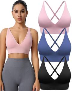 lot 18086 image: Evercute Womens Sports Bras 34 Pack Adjustable Deep V Neck Bras Wireless Spaghetti Strap Criss Cross Padded Seamless Low Support Sexy Everyday Bras