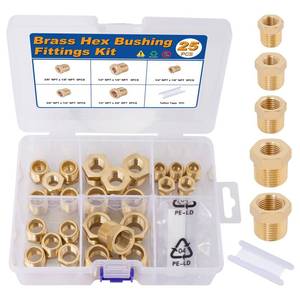 lot 18116 image: KOOTANS 25PCS Brass Hex Bushing Kit Brass Fittings Assortment 14 to 18, 38 to 18, 38 to 14, 12 to 14, 12 to 38 NPT Reducer Pipe Fittings Adapter Fitting