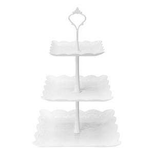 lot 18122 image: Coitak 3 Tier Cupcake Stand, Plastic Tiered Serving Stand, Square Dessert Tray for Tea Party, Birthday and Wedding (Pure White)