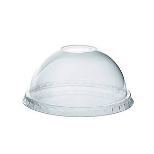 lot 18123 image: GUSTO 100 Count Clear (No hole) Dome PET Plastic Lids 98mm Rim for 12, 16, 20 & 24 oz. Milkshake Cups (Formerly Comfy Package)