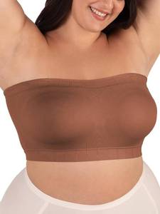 lot 18129 image: SHAPERMINT Strapless Bra, Wireless Non-Slip Bandeau, Convertible Straps, Molded Strapless Bras for Women S to Large Breasts Latte