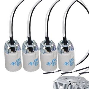 lot 18151 image: E12 Socket,Ceramic Candelabra Socket E12 Bulb Lamp Holder,Light Socket with Wire Lead for E12 Incandescent LED Light Bulb (4-Pack)