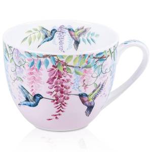 lot 18152 image: Spring Hummingbird Hug Mug - 20oz Pink Bone China Coffee Tea Mug with Floral Vine & Fluttering Hummingbirds, Thoughtful Gifts for Mom Women Mothers Day, Designed in England by Harvest Green Studio