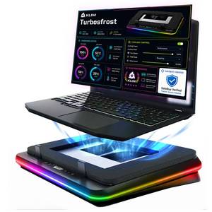 lot 18429 image: KLIM Turbofrost Laptop Cooling Pad for Gaming �� 4 x 4000 RPM Turbo Fans, RGB Lighting, 4 USB Ports, Dual Power (USB-CDC), Sealed Foam for Fast Cooling �� Fits Up to 17 Laptops �� Grey Space