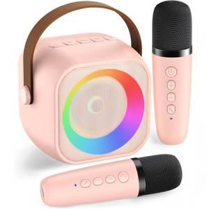 lot 18440 image: Karaoke Machine for Kids Adults, Mini Portable Bluetooth Karaoke Speaker with 2 Wireless Microphone and Lights, Christmas Birthday Gifts for Girls Ages 4, 5, 6, 7, 8, 9, 10, 12 Family Home Party