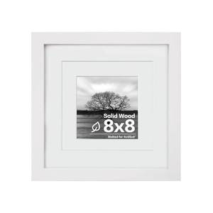 lot 18445 image: Egofine 8x8 Picture Frame Made of Solid Wood with Plexiglass, Display Pictures 4x46x6 with Mat or 8x8 Without Mat for Tabletop and Wall Mounting, White